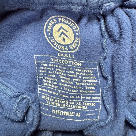 PARKS PROJECT BLUE JOGGER WAR UPS LEAVE ONLY GOOD VIBES GRAPHICS POCKETS - Picture 5 of 6